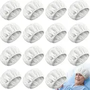 15 Pcs Waterless Shampoo Caps for Women Bedridden Patients Rinse Free Dry Hair Wash Caps Microwaveable Shower Cap Disposable Health Care Products Dementia Product for Elderly Bathroom Essentials White