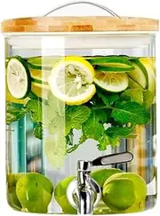 Glass Drink Dispenser with Stainless Steel Tap, 1.5L/2L/2.5L/4L/5L Leak Proof Beverage Dispenser, Easy Filling Wide Mouth, Glass Jug Cocktail Accessories, Water Dispenser 4L