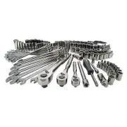 Socket Wrench Set 150pc 1/4 3/8 1/2 Drive Metric SAE Gunmetal Chrome Tools