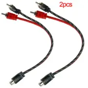 2PCS DS18 RCA Splitter 1 Female to 2 Male Y Connector Car Home Audio Cable