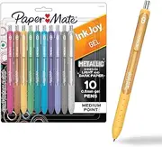 Paper Mate InkJoy Gel Pens, Metallic Pens, Retractable, Medium Point, (0.8mm) Assorted Colors, 10 Count
