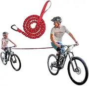 Bike Bungee Tow Rope for Kids, Mountain Bike Tow Rope，Child Bike Stretch Bungee Cord Pull Behind Attachment High Strength 500 pounds 3M Bicycle Towing Strap with Carabiner (red)