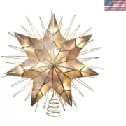 14" Gold Glitter Capiz Star Lighted Treetop with Spare Bulbs for Christmas