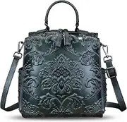 [FEIGITOR] Genuine Leather Purses and Handbags for Women Embossed Leather Backpack Convertible Shoulder Bag Satchel Purse