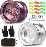 2pcs Competitive Aluminum Alloy Ball with Strings and G and Storage Bag Pink & Purple and Silver One Size