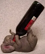 Wine Bottle Holder and/or Decorative Sculpture Elephant Lying Down NEW