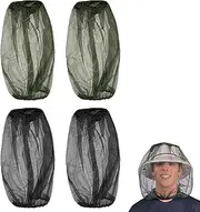 4 Pcs Midge Head Net, Mosquito Head Net Smidge Head Net Midge Hat Mosquito Hat Mosquito Hats With Netting Midgy Face Net for Travelling Hiking Camping Climbing, Multicolor, m
