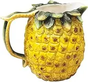 Minigift Ceramic Water Pitcher Flower Vase, 3D Hand-Painted Yellower Pineapple Design Home Decor Bouquet Holder - 7H Inches
