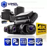 Dashcam 3 Channels 4K Dash Camera Cameras WIFI Security Parking Hardwired Kit