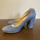 ECCO Women's Shape 75 Block Heel Pump Shoes Retro Blue Suede Size 10-10.5 New