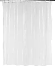Amazon Basics Water Resistant 8-Gauge PEVA Shower Curtain Liner with Metal Grommets and Plastic Shower Hooks - 183x183 CM, Clear