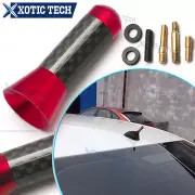 Aluminum 1.4" Mini Red Carbon Fiber Screw-On Type Aerial AM/FM Radio Antenna