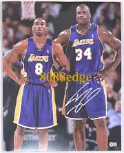 BECKETT "SHAQUILLE O'NEAL" SIGNED AUTO 20x16 PHOTO AUTOGRAPH BAS W/KOBE BRYANT