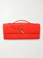 [Bottega Veneta] Bottega Veneta - Andiamo Small Intrecciato Leather Clutch - Tomato red - One size One size Red