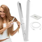 Travel Flat Iron - Cordless Hair Straightener Curling Iron,USB Charging 2-in-1 Curling Wand & Flat Iron, Fast Heating Hair Styling Tool for Short and Long Hair