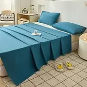 Waterproof Bed Sheet Flat Sheets Lightweight, Mattress Protector Sheet for Bed Couch (Blue, Queen)