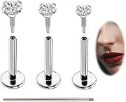 BodyAce F136 Titanium Earrings Flat Back Nose Studs, Long Internally Threaded Labret Bars Lip Rings, 16G 18G Tragus Bar Titanium Medusa Piercing Jewellery