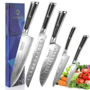 Sunnecko 5PCS Kitchen Knife Set Chef Knife Meat Cleaver Damascus Steel Slicer