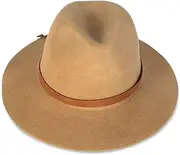 [Lucky Brand] Women's Wool Fedora Wide Brim Adjustable Hat with Faux Suede Tie (One Size Fits Most)