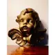 【梅根恬姐歐洲古物】1920年法國古董手工石膏天使頭像*現貨在台* #藝術品收藏品#老物老件#雕像#頭像人像#邱比特
