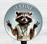 It's Fine Raccoon Badge Holder, Crazy Shift Badge Reel, EMT Retractable 6587