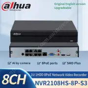 Dahua NVR2108HS-8P-S3 8CH 8PoE 1SATA H.265 Network Video Recorder AI by Camera