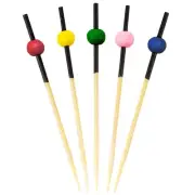 BambooMN - Round Colorful Cocktail Appetize Bamboo Ball Picks Skewers 2.75" Long