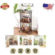 Rolling 3-Tier Home Bar Cart - Stylish Utility for Wine and Beverage Serving