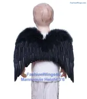 Children Toddlers Unisex Black Costume Feather Angel Wings flying monkey props