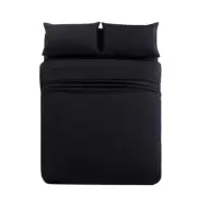 4 Piece Black Microfiber Full Bed Sheet Set