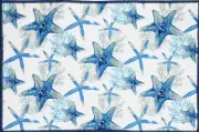 Microfiber Dish Drying Mat, 11"x17", SEALIFE, STARFISH & CORAL, blue, GR
