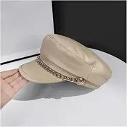 [YTGDCXS] Leather Winter Autumn Casual Newsboy Cap Fashion Black Retro Beret Octagon Hat for Winter Men and Women Hats