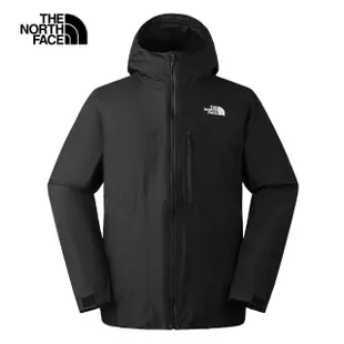 【The North Face 官方旗艦】北面男款黑色防水透氣保暖連帽三合一外套｜83SLKX7(內搭羽絨款)