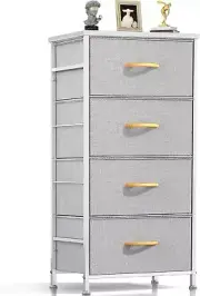 ROMOON Dresser Tower for Storage with 4 Drawers, Fabric Dresser, (GREY, GD)