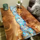 Pebble Clear Coffee Table, Sofa Center Side Table, Epoxy Wooden Table Home Decor
