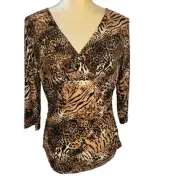 Sno Skins NEW NWT Mountain Cat Animal Print Stretchy Top Beadwork Medium