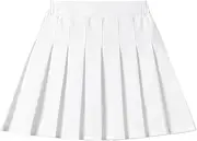 [FastRockee] Girls Pleated Skirt Solid Elastic Waist A-Line School Uniform Skirt with Shorts Underneath Size S-XL(100-170)