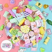 100PCS Slime Charms Mixed Kawaii Cute Set Resin Charms£¬Candy Resin Charms Flatback Slime Beads Making Supplies for DIY Craft, Scrapbooking, Hair Clip, etc