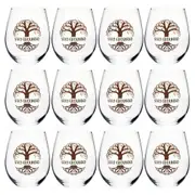 12PK Tallulah Wellness Stemless Wine Glass Tumbler Drinkware Tree of Life Clear