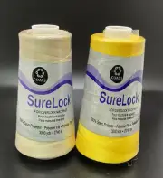 Coats SureLock Overlock Machine Thread 100% Polyester 3000 Yds, Lot of 2