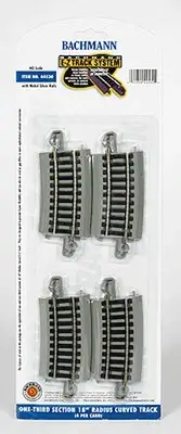 Bachmann E-Z Track Curved 1/3 18" Radius Nickel Silver Rail Gray Roadbed HO