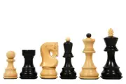 Old 1959 Russian Zagreb Chess Pieces in Finish Ebonized/ Natural Boxwood - 3.8"