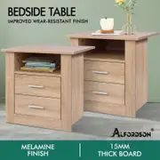 ALFORDSON 2x Bedside Table Nightstand Storage Cabinet Side Table Classic Oak