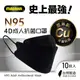 【Masaka】N95成人4D立體抗菌口罩10枚入盒裝(台灣製/超淨新/宇宙黑) (8折)