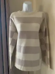 Club Monaco THICK PLY Lilac & White OVRSZD 100% Cashmere Sweater, Wom M - $359