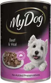 My Dog Beef and Veal Wet Dog Food, 400G Can 24 Pack, Adult, Small/Medium