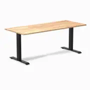 Desky Fixed Height Natural Timber Rubberwood Desk 1800x750mm Matte Black Leg