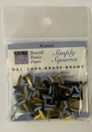 MONOCHROMATIC BLUE Square Matte Finished Metal Brads(48pc) Bazzill•Split-Pins•