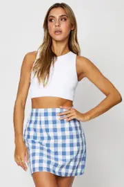 Check Mini Skirt High Rise - Size 12, Women's Short A Line