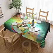 FHEDVBN Abstract Music Symbol Tablecloth for Rectangle Table 54 x 72 Inch Waterproof Spill-Proof Table Cloth Washable Rectangle Tablecloth Decorative Farmhouse Table Cover for Indoor Outdoor